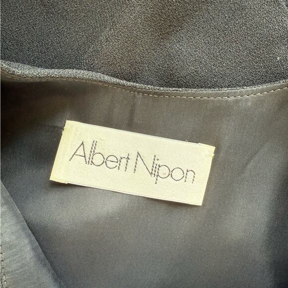 VINTAGE ALBERT NIPON BLACK SHEATH COCKTAIL DRESS DOLMAN SLEEVES BOW - Picture 5 of 6